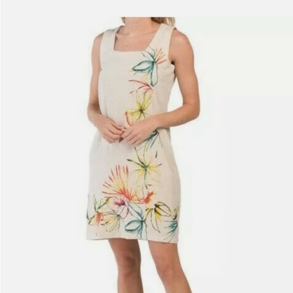 For Cynthia Floral Embroidered Mini Dress - Cream